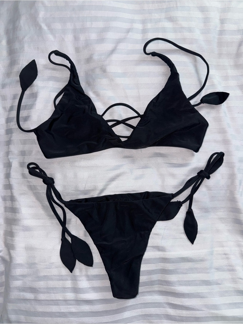 Benoa Swim Black Tie-Side Bikini Set
